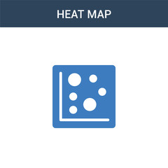 two colored Heat Map concept vector icon. 2 color Heat Map vector illustration. isolated blue and orange eps icon on white background.
