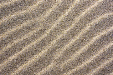 Fototapeta na wymiar Lines pattern on sand of dunes on beach.