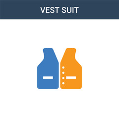 two colored Vest suit concept vector icon. 2 color Vest suit vector illustration. isolated blue and orange eps icon on white background.