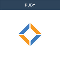 two colored Ruby concept vector icon. 2 color Ruby vector illustration. isolated blue and orange eps icon on white background.