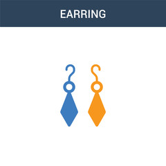 two colored Earring concept vector icon. 2 color Earring vector illustration. isolated blue and orange eps icon on white background.