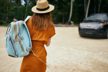 Nature woman hat on tropics head