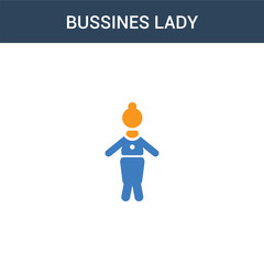 two colored Bussines Lady concept vector icon. 2 color Bussines Lady vector illustration. isolated blue and orange eps icon on white background.