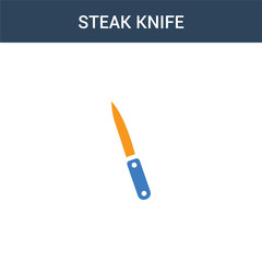 two colored steak knife concept vector icon. 2 color steak knife vector illustration. isolated blue and orange eps icon on white background.