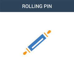 two colored Rolling pin concept vector icon. 2 color Rolling pin vector illustration. isolated blue and orange eps icon on white background.