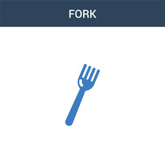two colored Fork concept vector icon. 2 color Fork vector illustration. isolated blue and orange eps icon on white background.