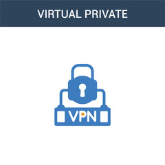 two colored Virtual private network concept vector icon. 2 color Virtual private network vector illustration. isolated blue and orange eps icon on white background.