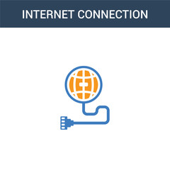 two colored Internet connection concept vector icon. 2 color Internet connection vector illustration. isolated blue and orange eps icon on white background.