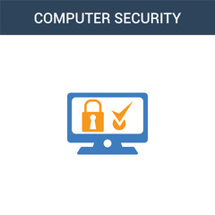 two colored Computer security concept vector icon. 2 color Computer security vector illustration. isolated blue and orange eps icon on white background.