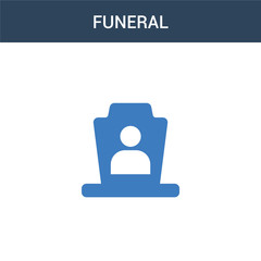 two colored Funeral concept vector icon. 2 color Funeral vector illustration. isolated blue and orange eps icon on white background.