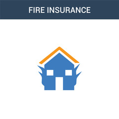 Obraz premium two colored Fire insurance concept vector icon. 2 color Fire insurance vector illustration. isolated blue and orange eps icon on white background.