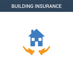 two colored Building insurance concept vector icon. 2 color Building insurance vector illustration. isolated blue and orange eps icon on white background.
