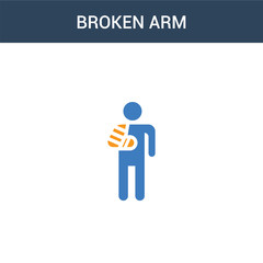 two colored Broken arm concept vector icon. 2 color Broken arm vector illustration. isolated blue and orange eps icon on white background.