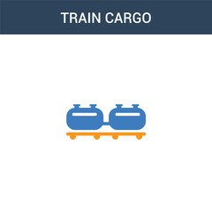 two colored Train cargo concept vector icon. 2 color Train cargo vector illustration. isolated blue and orange eps icon on white background.