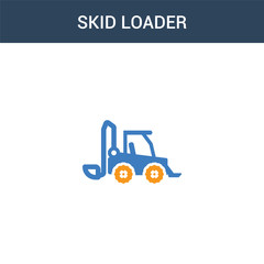 two colored skid loader concept vector icon. 2 color skid loader vector illustration. isolated blue and orange eps icon on white background.