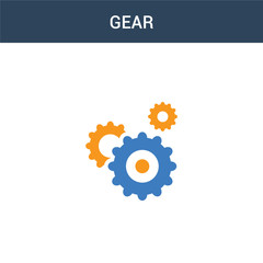 two colored Gear concept vector icon. 2 color Gear vector illustration. isolated blue and orange eps icon on white background.