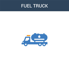 two colored Fuel truck concept vector icon. 2 color Fuel truck vector illustration. isolated blue and orange eps icon on white background.