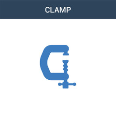 two colored Clamp concept vector icon. 2 color Clamp vector illustration. isolated blue and orange eps icon on white background.