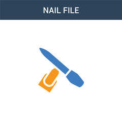 two colored Nail file concept vector icon. 2 color Nail file vector illustration. isolated blue and orange eps icon on white background.