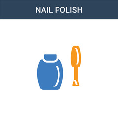 two colored Nail polish concept vector icon. 2 color Nail polish vector illustration. isolated blue and orange eps icon on white background.