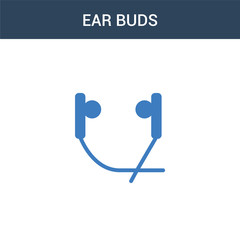 two colored ear buds concept vector icon. 2 color ear buds vector illustration. isolated blue and orange eps icon on white background.