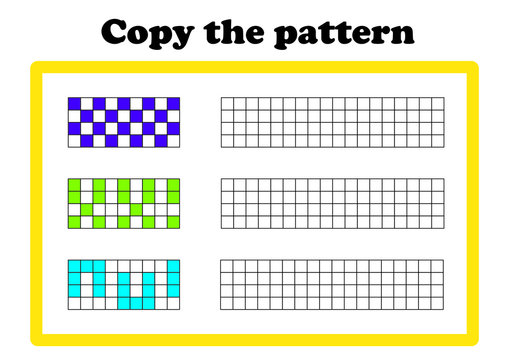 Vector worksheet for preschool, copy the pattern, scaled for A4 print