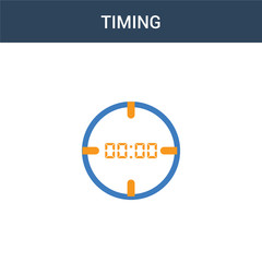 two colored Timing concept vector icon. 2 color Timing vector illustration. isolated blue and orange eps icon on white background.
