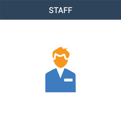 two colored Staff concept vector icon. 2 color Staff vector illustration. isolated blue and orange eps icon on white background.