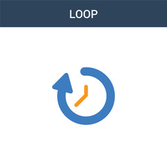 two colored Loop concept vector icon. 2 color Loop vector illustration. isolated blue and orange eps icon on white background.