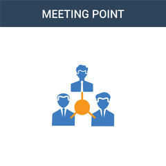 two colored Meeting point concept vector icon. 2 color Meeting point vector illustration. isolated blue and orange eps icon on white background.