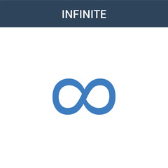 two colored Infinite concept vector icon. 2 color Infinite vector illustration. isolated blue and orange eps icon on white background.