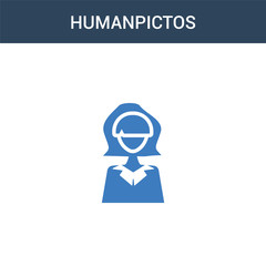 two colored Humanpictos concept vector icon. 2 color Humanpictos vector illustration. isolated blue and orange eps icon on white background.