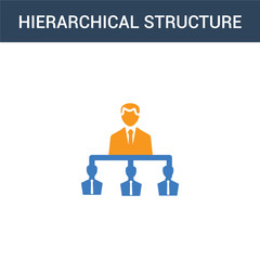 two colored Hierarchical structure concept vector icon. 2 color Hierarchical structure vector illustration. isolated blue and orange eps icon on white background.