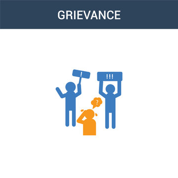 Two Colored Grievance Concept Vector Icon. 2 Color Grievance Vector Illustration. Isolated Blue And Orange Eps Icon On White Background.