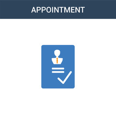 two colored Appointment concept vector icon. 2 color Appointment vector illustration. isolated blue and orange eps icon on white background.