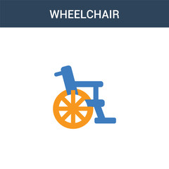 Fototapeta na wymiar two colored Wheelchair concept vector icon. 2 color Wheelchair vector illustration. isolated blue and orange eps icon on white background.