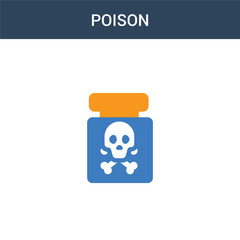 two colored Poison concept vector icon. 2 color Poison vector illustration. isolated blue and orange eps icon on white background.