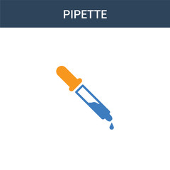 two colored Pipette concept vector icon. 2 color Pipette vector illustration. isolated blue and orange eps icon on white background.