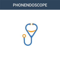 two colored Phonendoscope concept vector icon. 2 color Phonendoscope vector illustration. isolated blue and orange eps icon on white background.