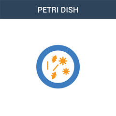 two colored Petri dish concept vector icon. 2 color Petri dish vector illustration. isolated blue and orange eps icon on white background.