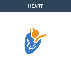 Naklejka premium two colored Heart concept vector icon. 2 color Heart vector illustration. isolated blue and orange eps icon on white background.