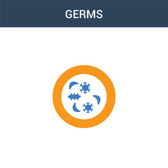 two colored Germs concept vector icon. 2 color Germs vector illustration. isolated blue and orange eps icon on white background.