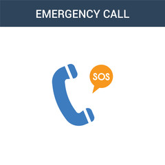 two colored Emergency Call concept vector icon. 2 color Emergency Call vector illustration. isolated blue and orange eps icon on white background.