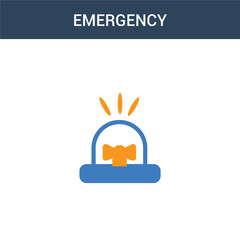 two colored Emergency concept vector icon. 2 color Emergency vector illustration. isolated blue and orange eps icon on white background.