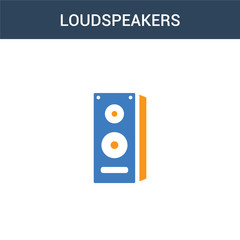 two colored Loudspeakers concept vector icon. 2 color Loudspeakers vector illustration. isolated blue and orange eps icon on white background.