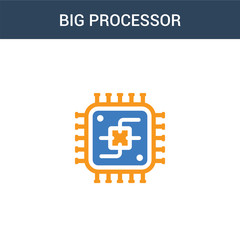 two colored Big Processor concept vector icon. 2 color Big Processor vector illustration. isolated blue and orange eps icon on white background.