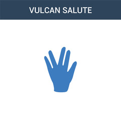 Fototapeta na wymiar two colored Vulcan salute concept vector icon. 2 color Vulcan salute vector illustration. isolated blue and orange eps icon on white background.