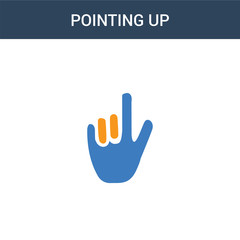 two colored Pointing up concept vector icon. 2 color Pointing up vector illustration. isolated blue and orange eps icon on white background.