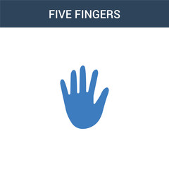 two colored Five Fingers concept vector icon. 2 color Five Fingers vector illustration. isolated blue and orange eps icon on white background.
