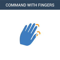 two colored Command with fingers concept vector icon. 2 color Command with fingers vector illustration. isolated blue and orange eps icon on white background.